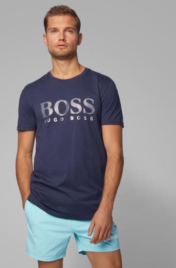 Koszulki BOSS Relaxed Fit Beach Ciemny Niebieskie Męskie (Pl92077)